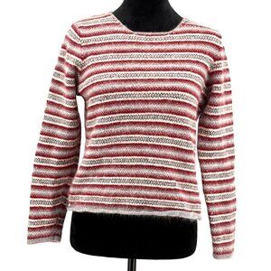 Vtg Cherokee Silk Sweater Womens XL Fair Isle Angora SOFT Crew Neck Fuzzy